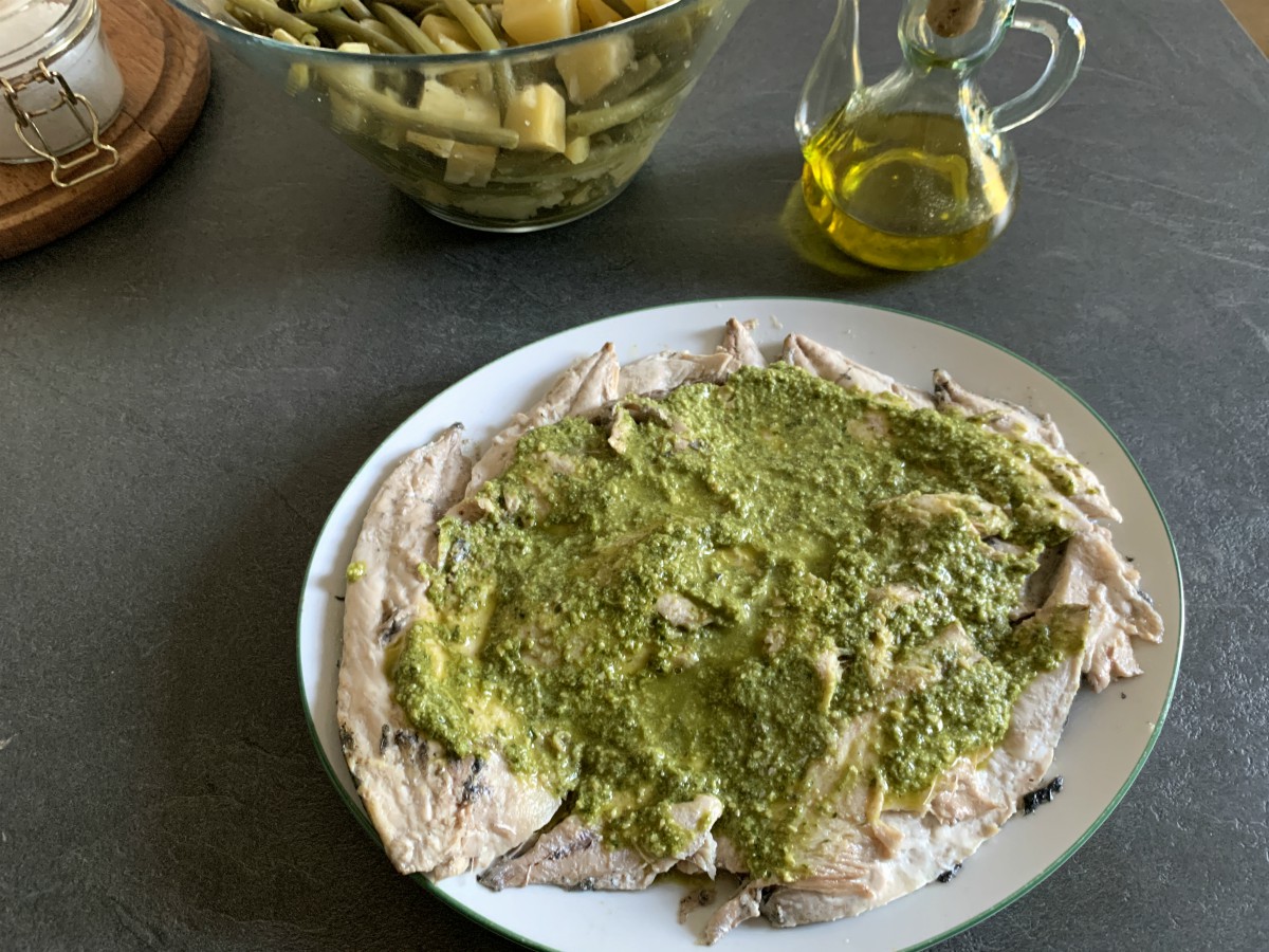 Ricetta di sgombro al vapore con pesto