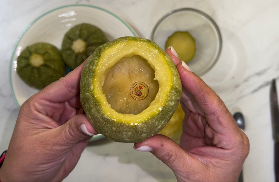 ZUCCHINE TONDE RIPIENE COTTE IN FRIGGITRICE AD ARIA