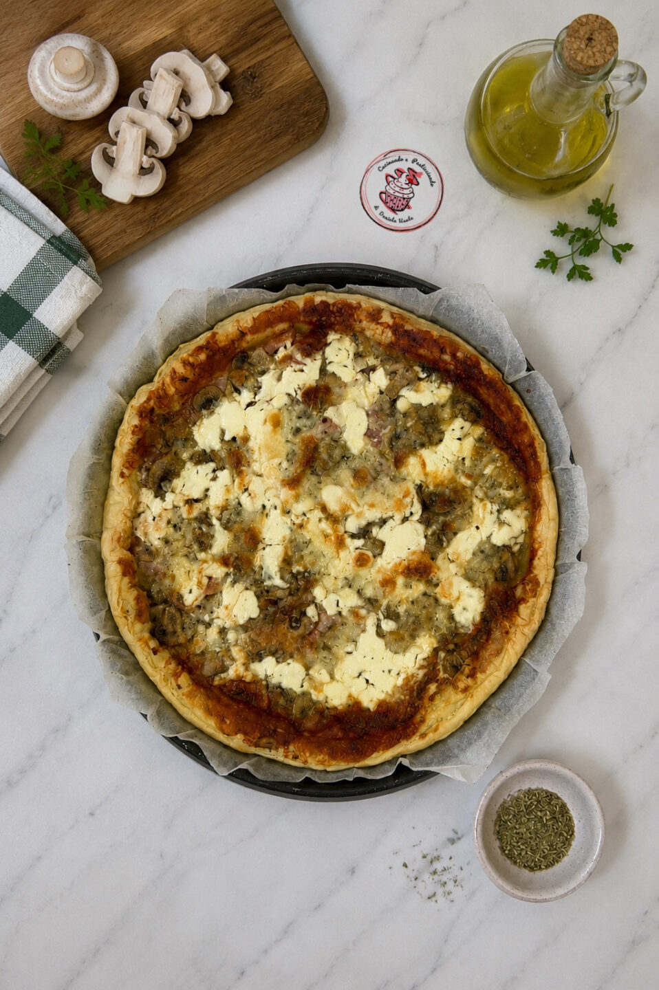 TORTA SALATA FUNGHI E PROSCIUTTO