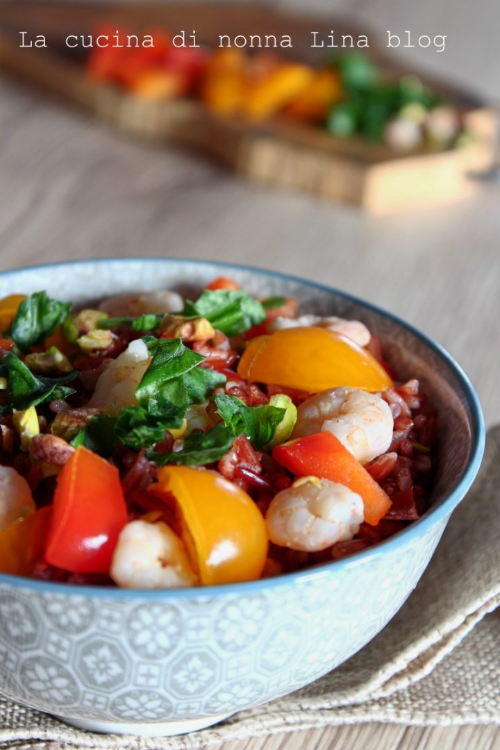 Insalata di riso rosso con gamberetti | La cucina di nonna Lina