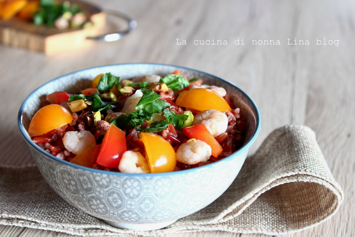 Insalata di riso rosso con gamberetti | La cucina di nonna Lina