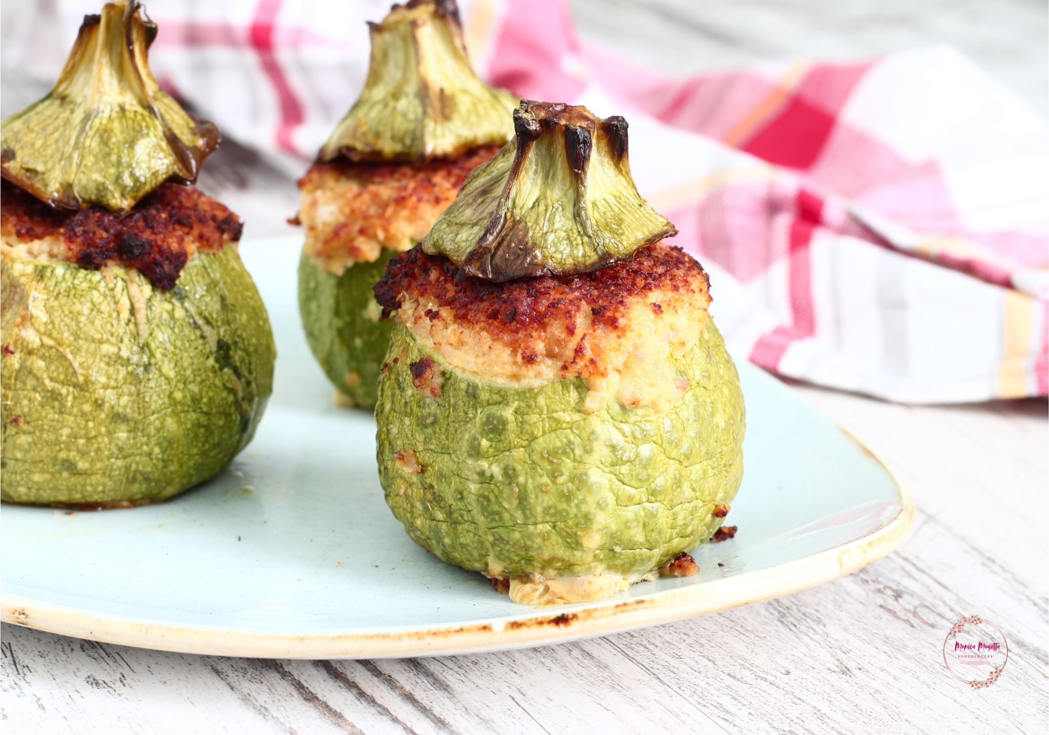 Zucchine tonde ripiene in friggitrice ad aria