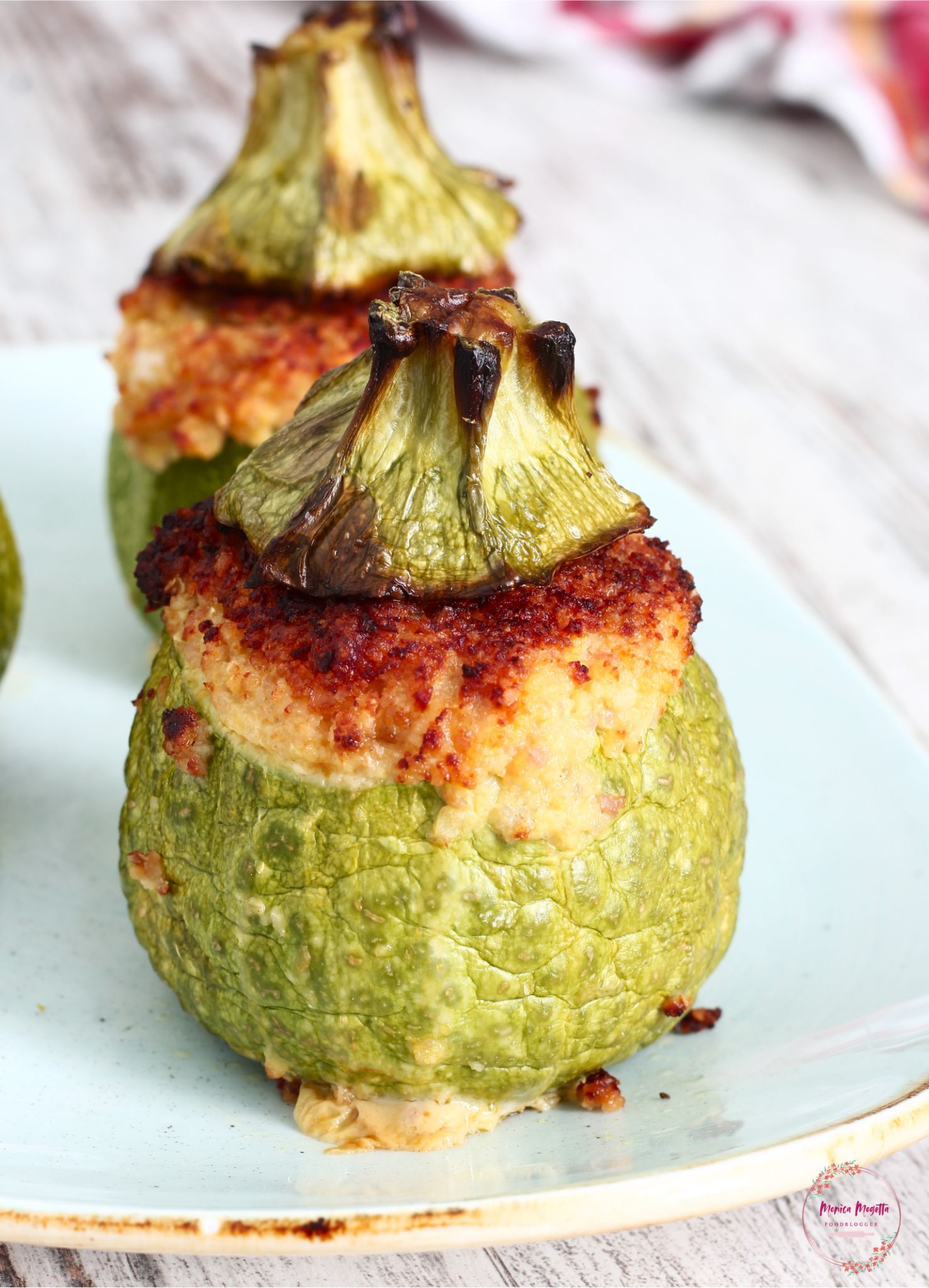 Zucchine tonde ripiene in friggitrice ad aria