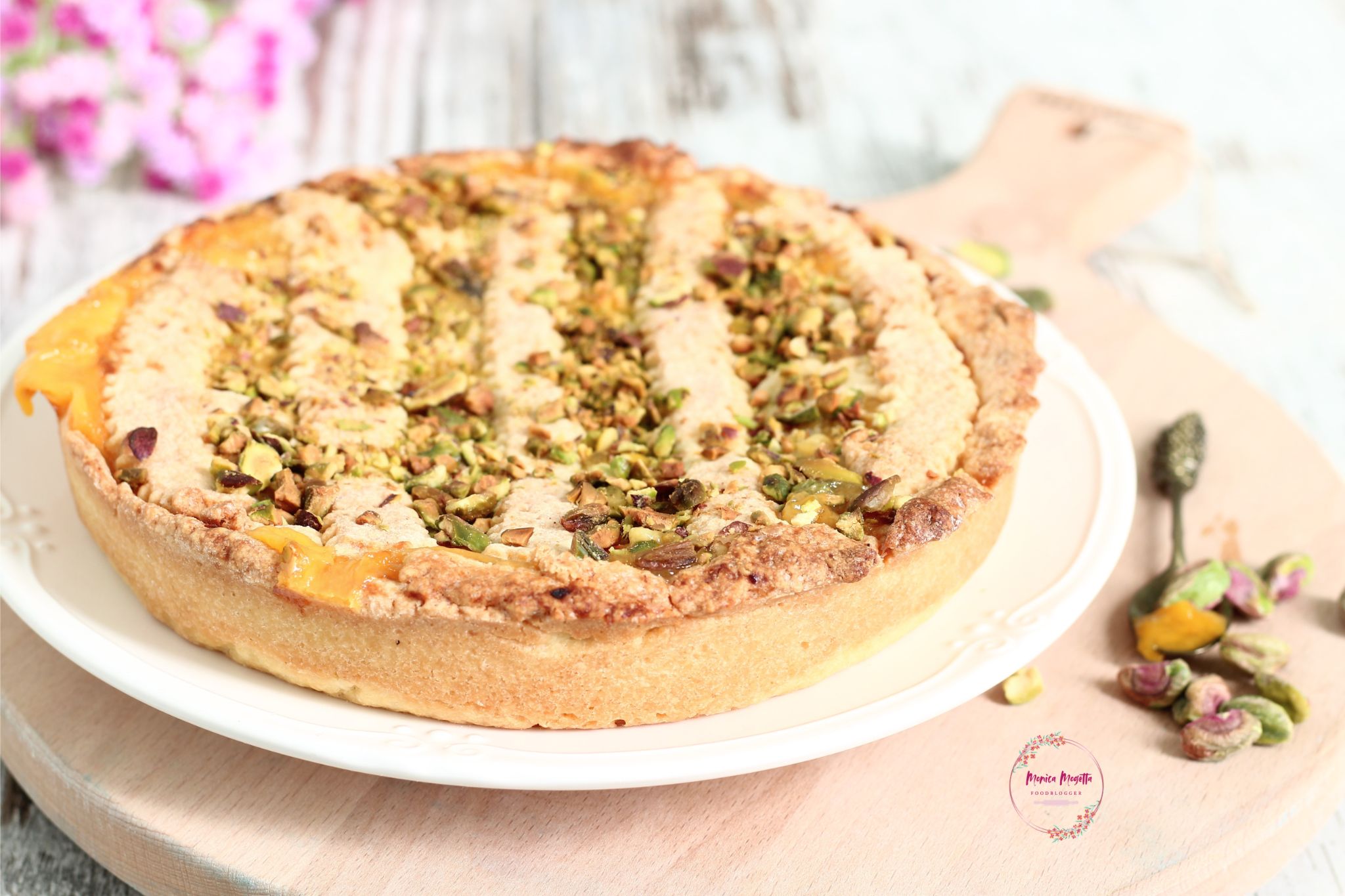 Crostata arancia e pistacchio con crema pasticcera