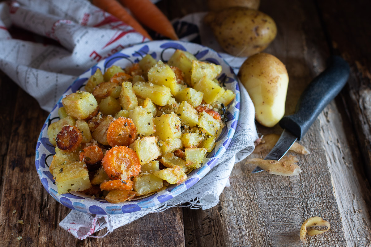 Carote e patate gratinate al forno