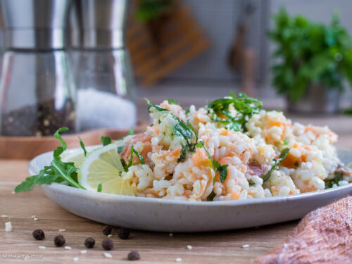 Riso con salmone affumicato freddo