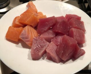 salmone e tonno cubettato