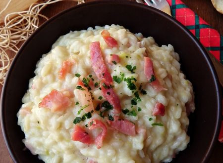 RISOTTO CREMOSO CON PORRI E PANCETTA