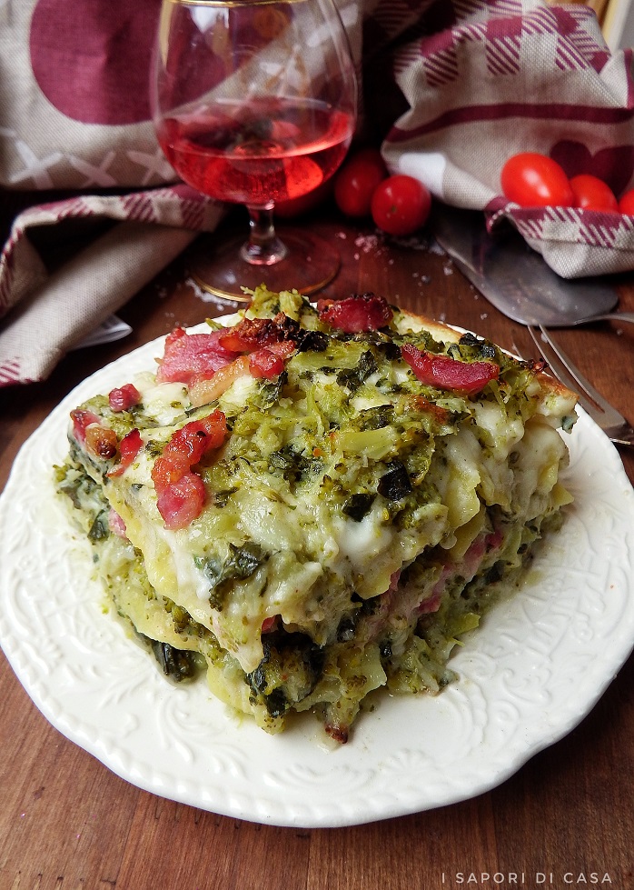 Lasagne bianche con broccoli e pancetta