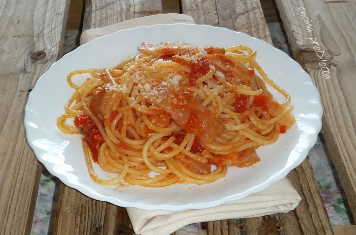 Spaghetti all' Amatriciana, ricetta tradizionale, cucina preDiletta