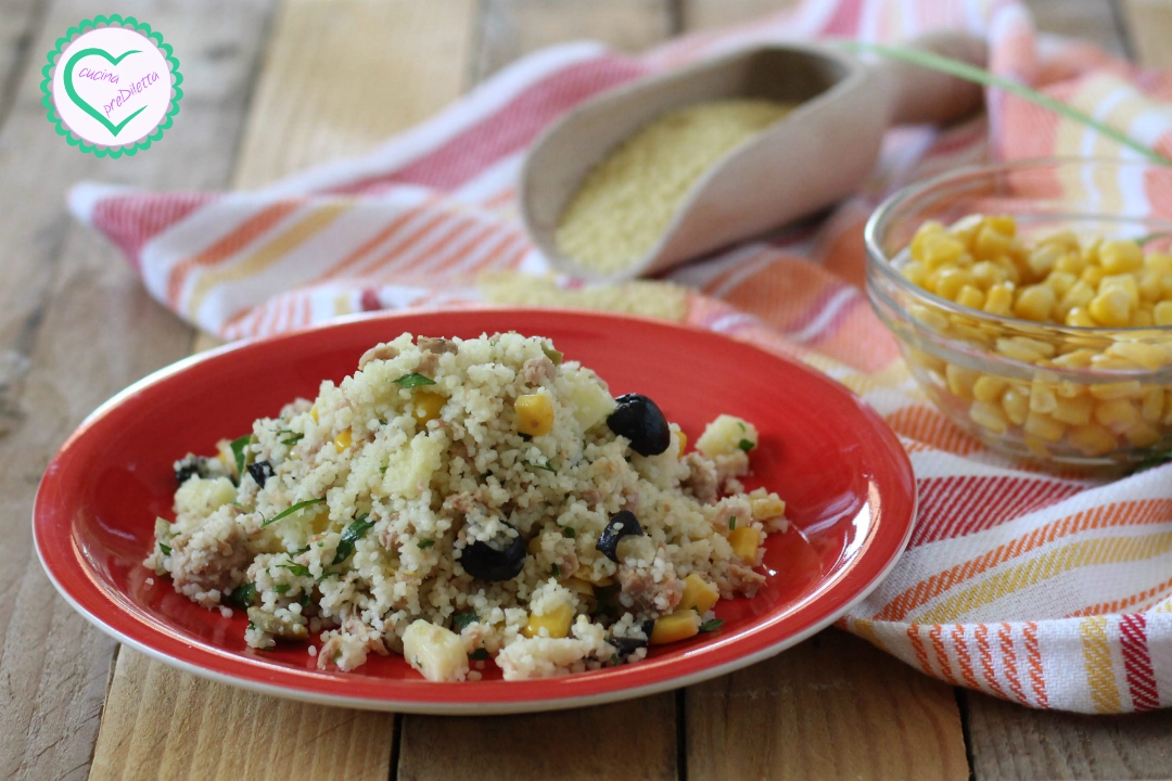 Insalata di cuscus con tonno e mais
