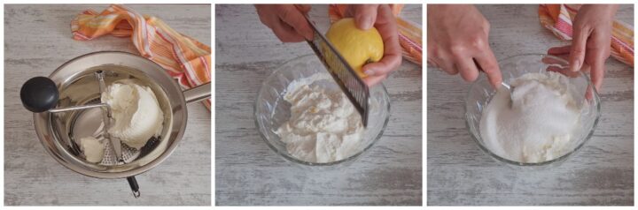Preparazione della ricotta per le cassatelle siciliane