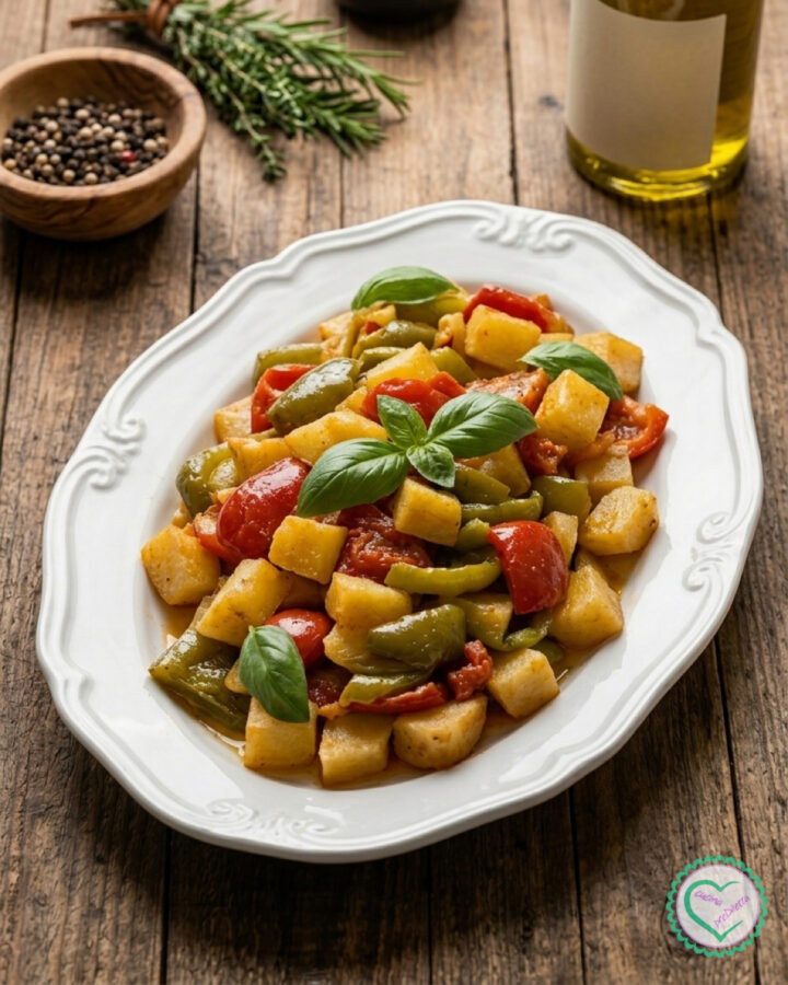 Peperoni e patate in padella, ricetta contorno facile