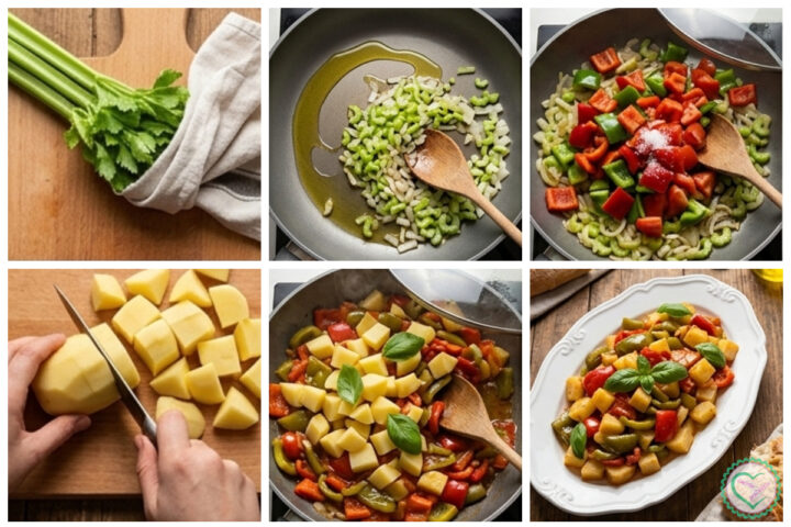 Peperoni e patate in padella, preparazione