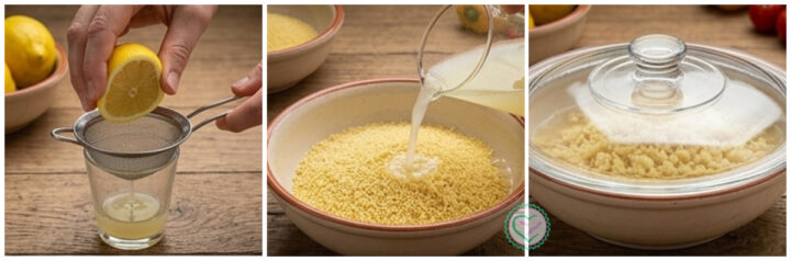 Preparazione Couscous al limone senza cottura
