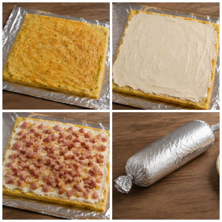 Rotolo di frittata con mascarpone e pancetta, preparazione