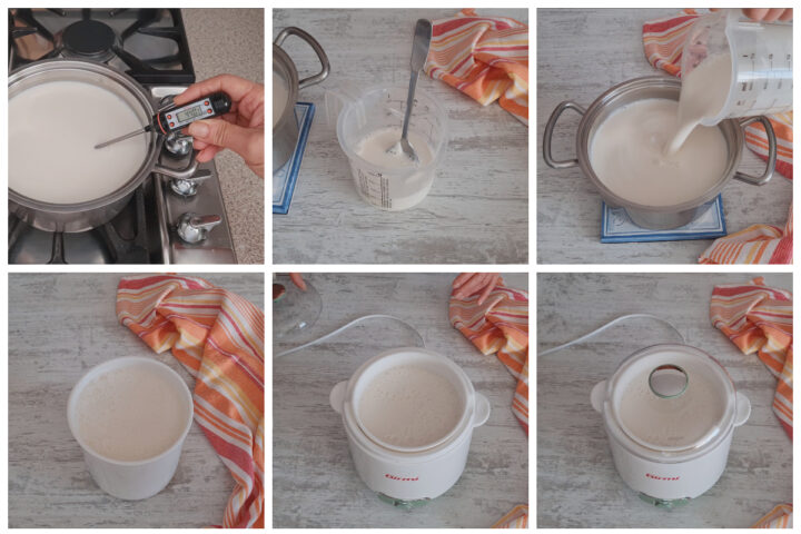 Preparazione yogurt fatto in casa con yogurtiera a caraffa