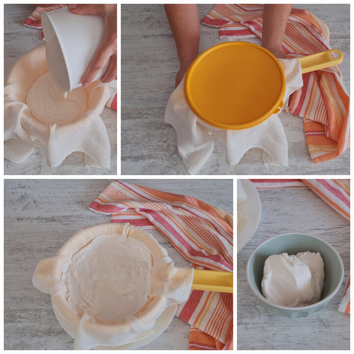 Preparazione yogurt greco fatto in casa