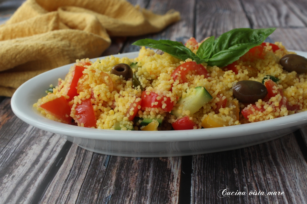 Cous cous di mais pomodorini e zucchine Cucina vista mare