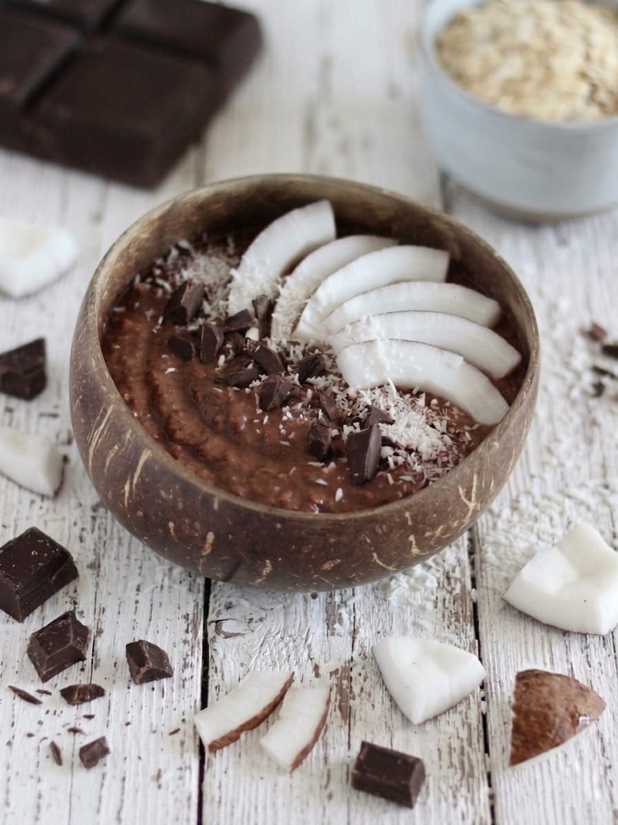 Porridge cocco e cioccolato