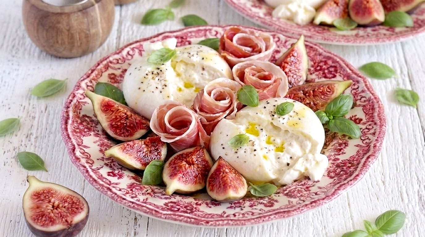 Burrata, fichi freschi e prosciutto crudo