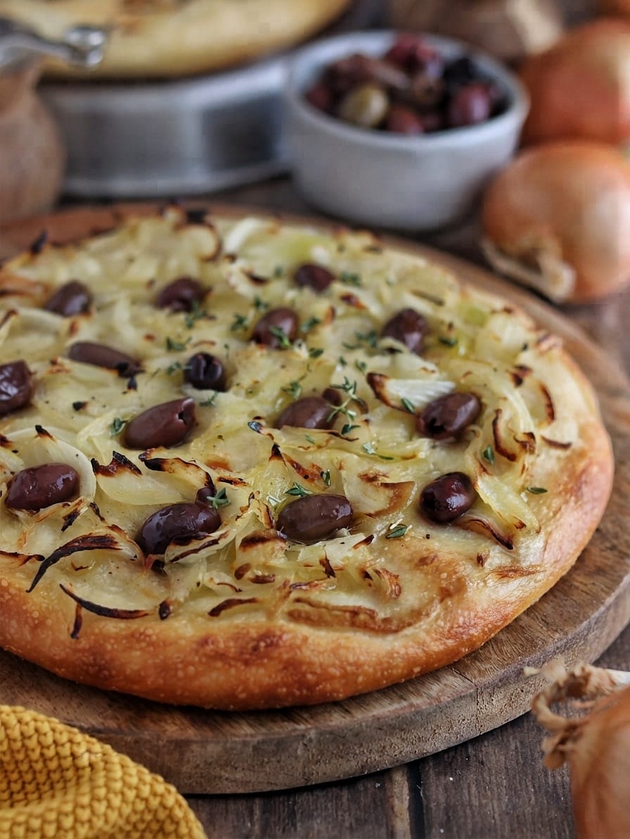 Focaccia con cipolle e olive