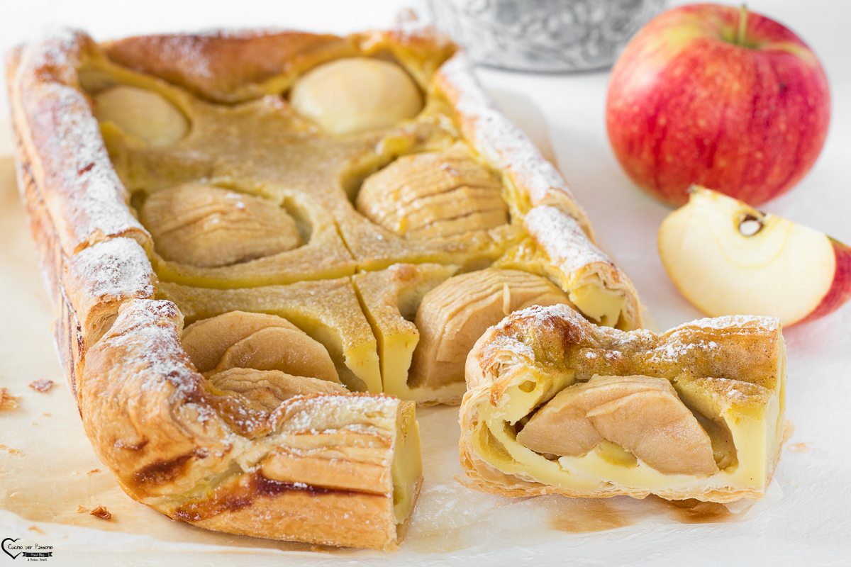 TORTA DI MELE E CREMA ricetta torta con pasta sfoglia facile e veloce