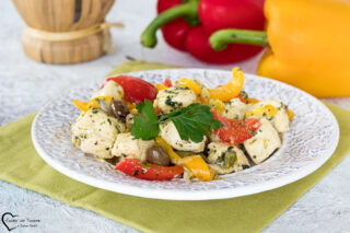 bocconcini di pollo con peperoni