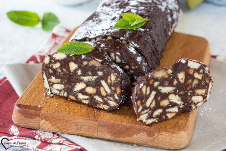 Salame di cioccolato senza uova e burro ricetta dolce senza lattosio  --- (Fonte immagine: https://blog.giallozafferano.it/cucinoperpassione/wp-content/uploads/2023/08/salame-di-cioccolato-senza-uova-e-burro-720x480.jpg)