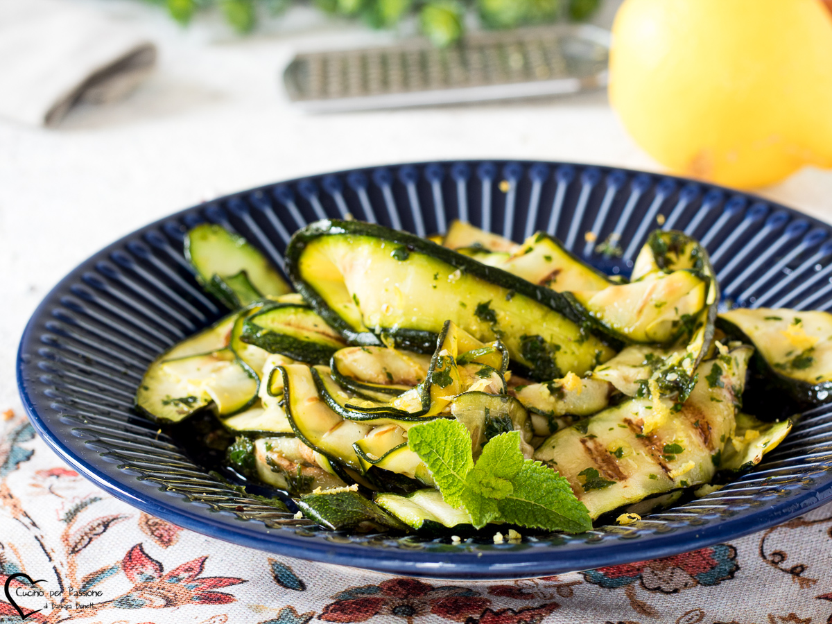 zucchine grigliate marinate ricetta contorno limone cucina italiana