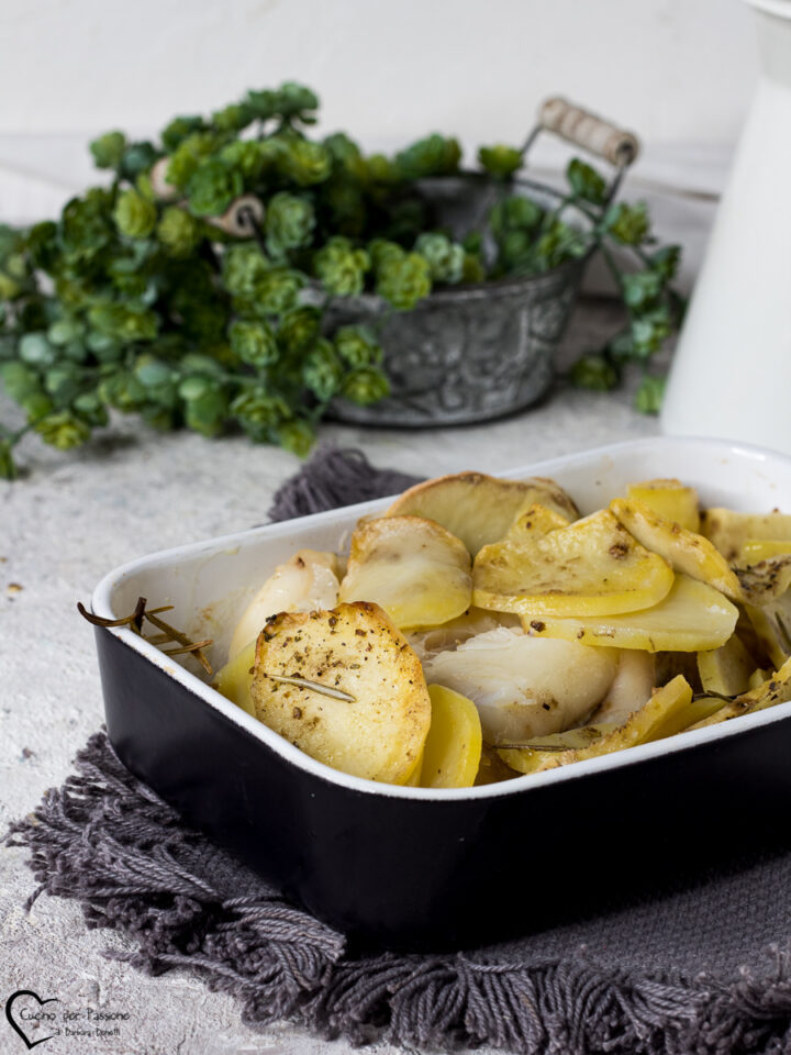 coda di rospo al forno con patate