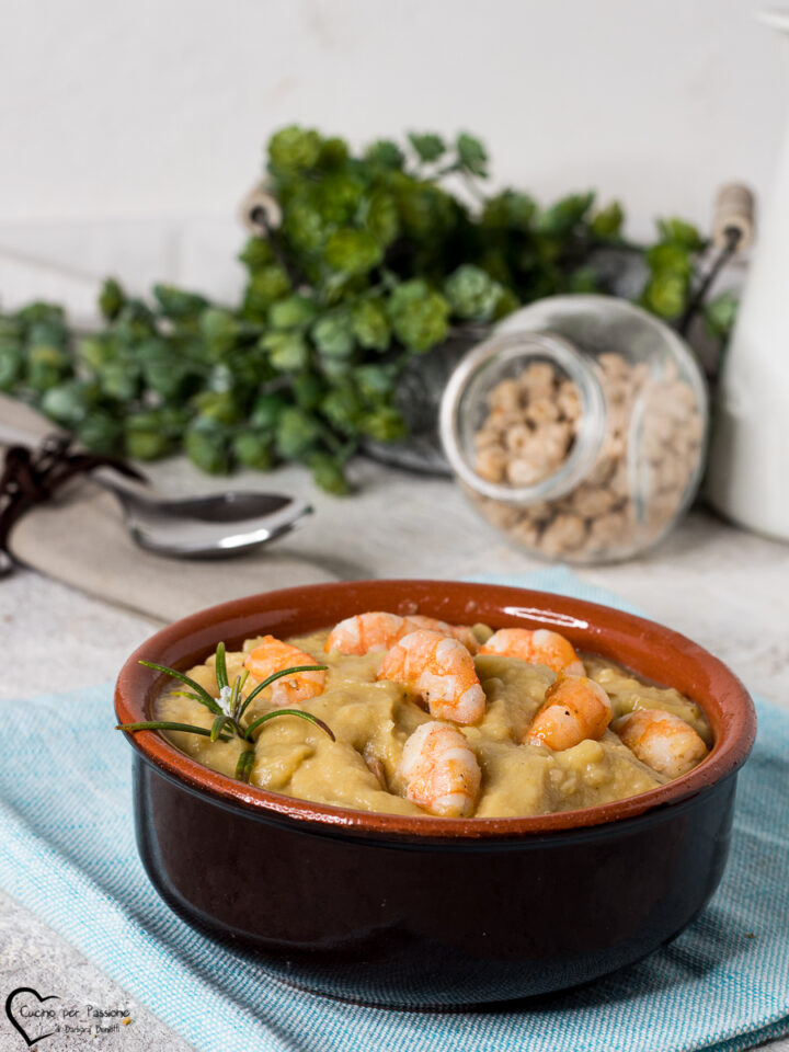 vellutata ceci e gamberi 