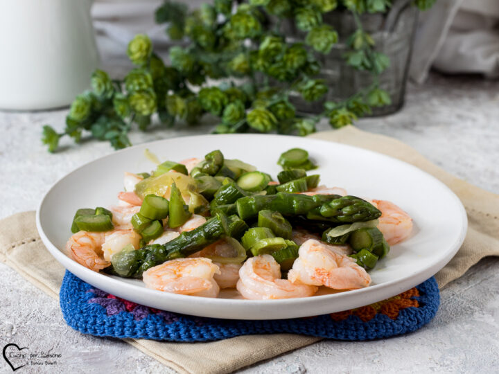 Gamberi con asparagi