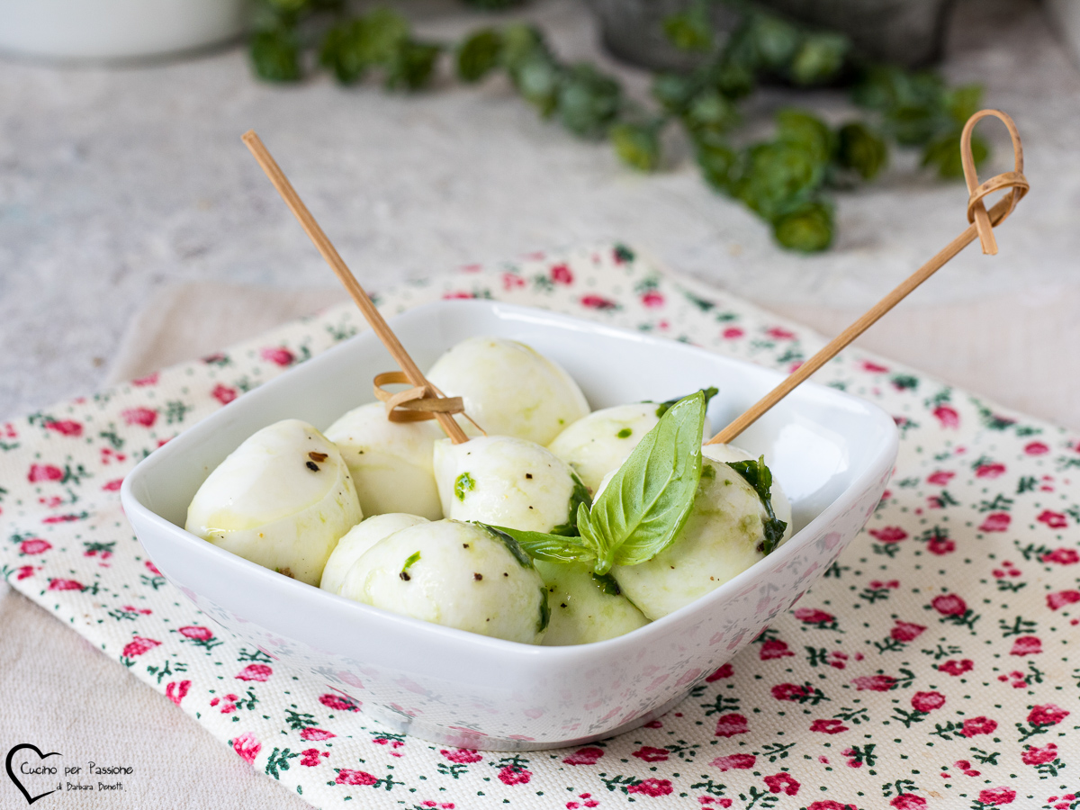 Bocconcini di mozzarella marinati