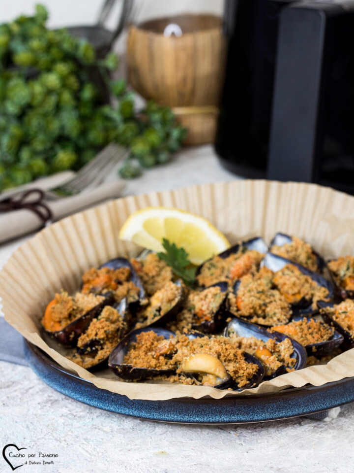 cozze gratinate in friggitrice ad aria