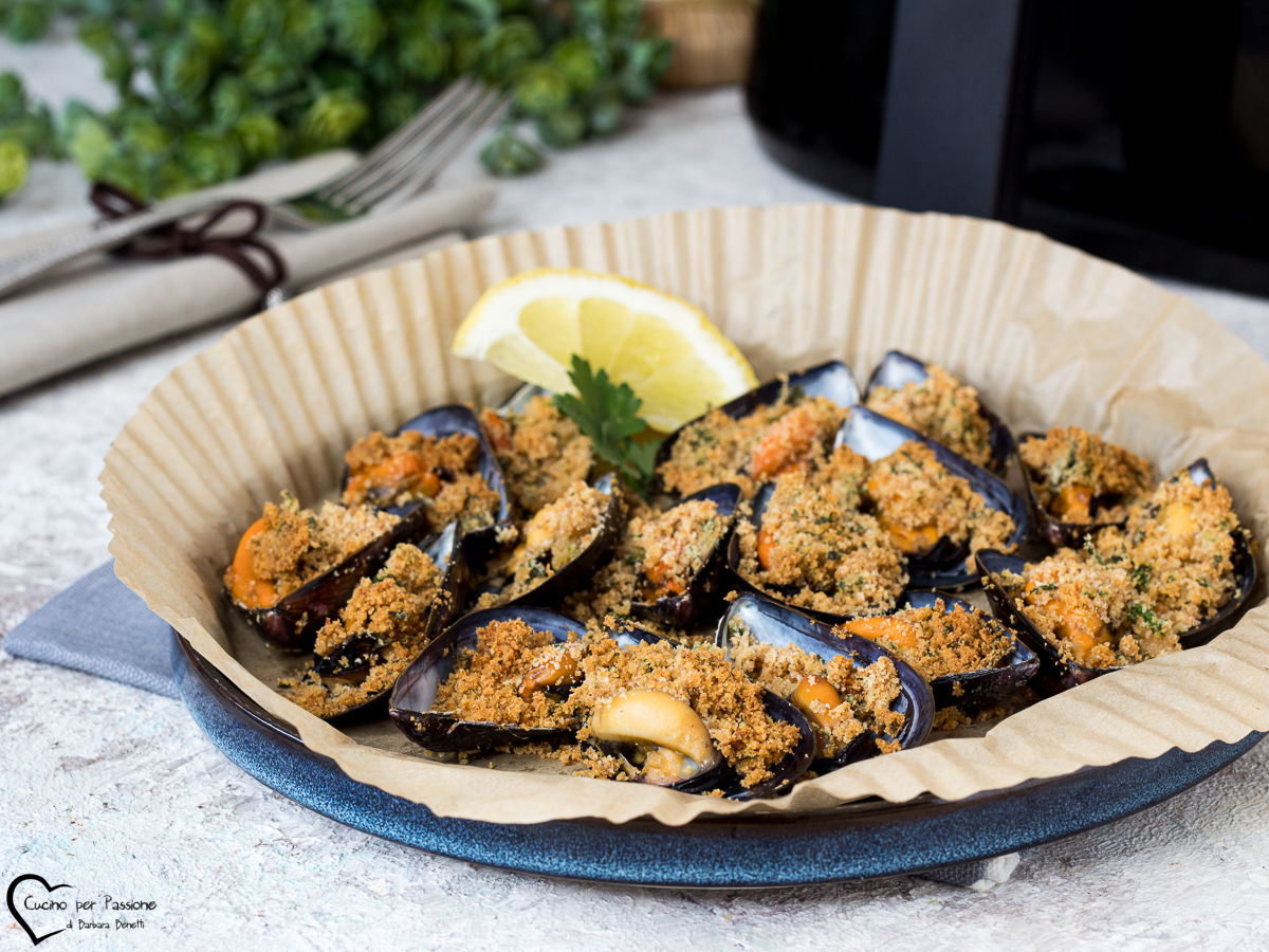 cozze gratinate in friggitrice ad aria