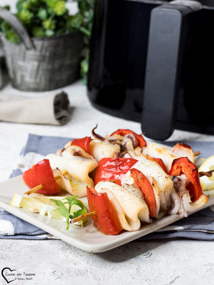 spiedini di calamari in friggitrice ad aria