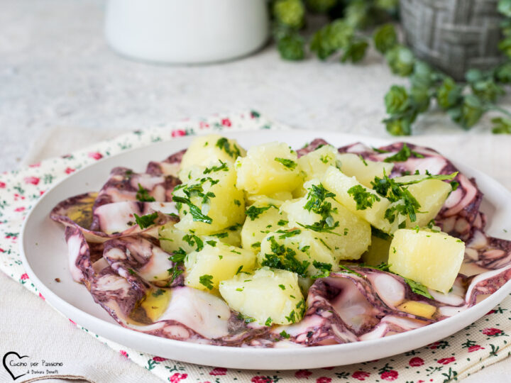 Carpaccio di polpo con patate e prezzemolo