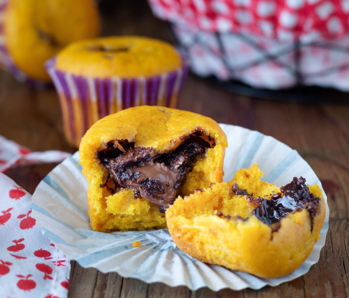 muffin alla zucca con cuore di nutella