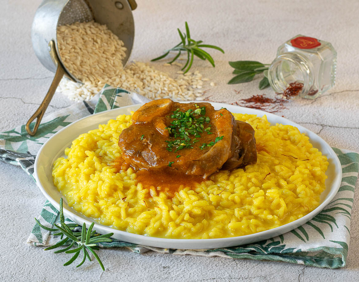 risotto alla milanese con ossibuchi