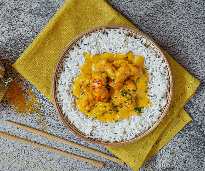 riso basmati con gamberoni al latte di cocco
