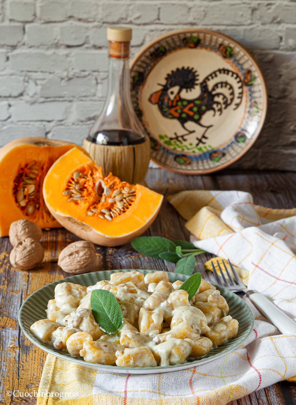 gnocchi di zucca con gorgonzola e noci