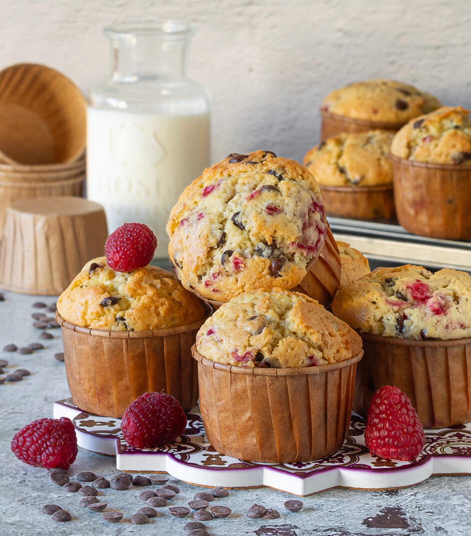 muffin ai lamponi e cioccolato