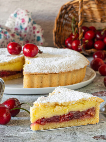 Crostata crema pasticcera e ciliegie