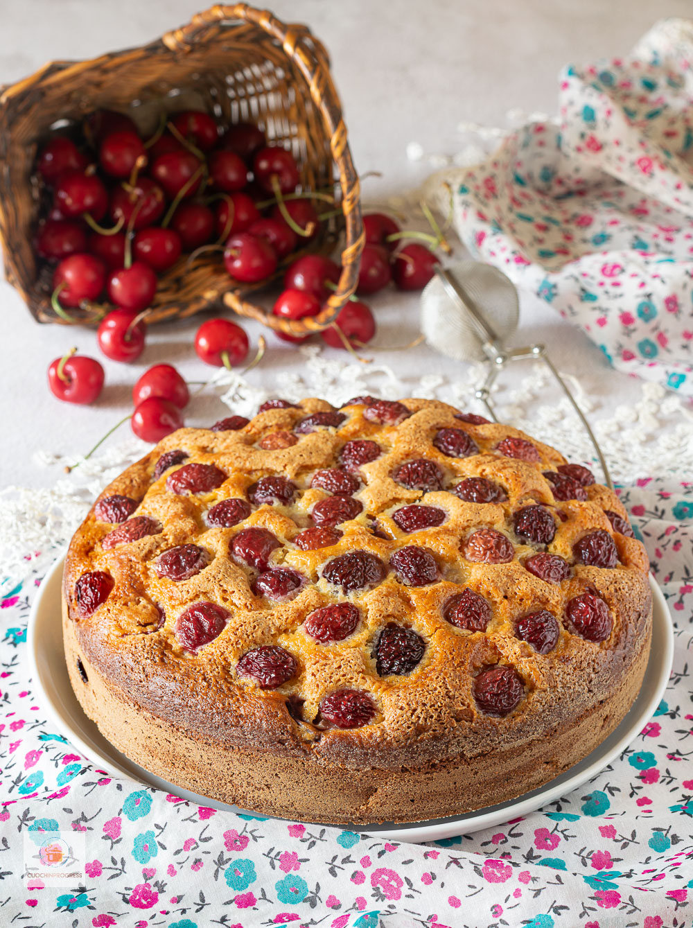 torta di ciliegie e ricotta