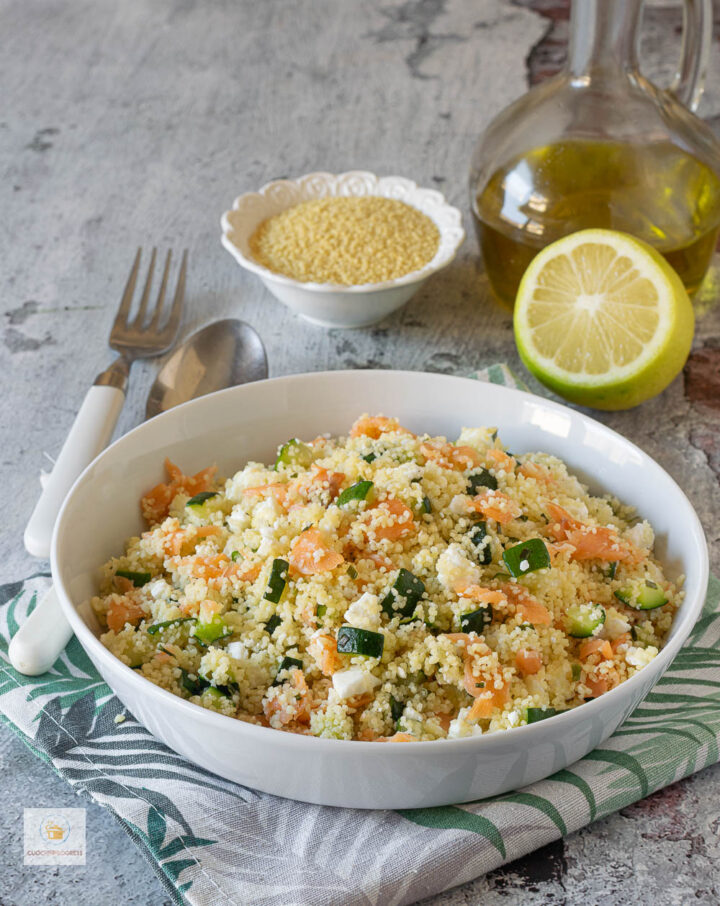 cous cous salmone e zucchine