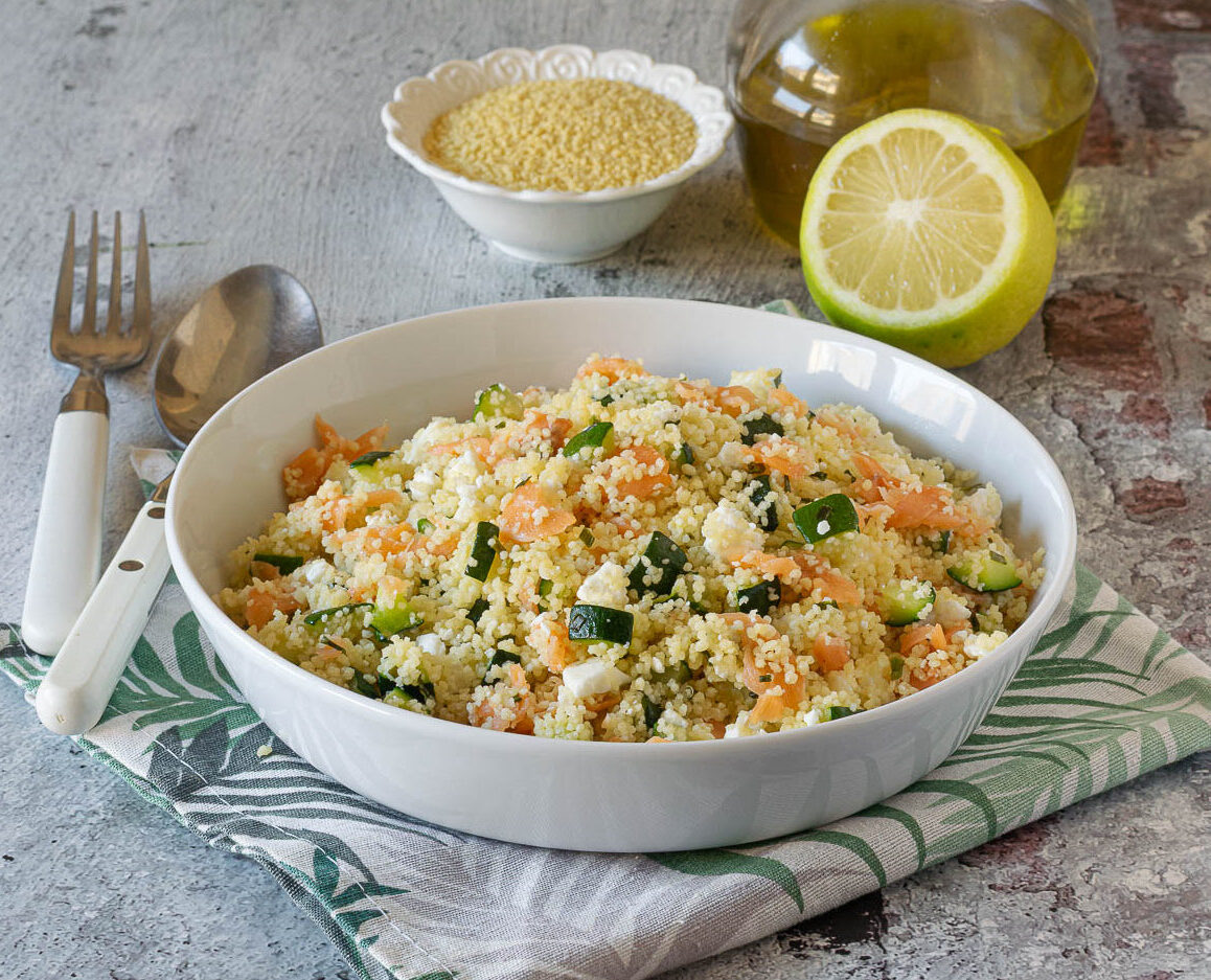 cous cous salmone e zucchine