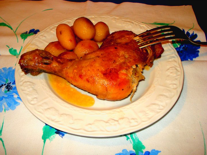 pollo al forno alla senape con patate novelle