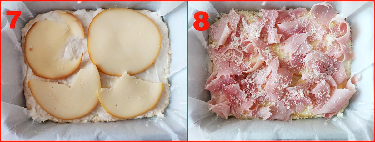 quarto procedimento della focaccia velocissima prosciutto e stracchino
