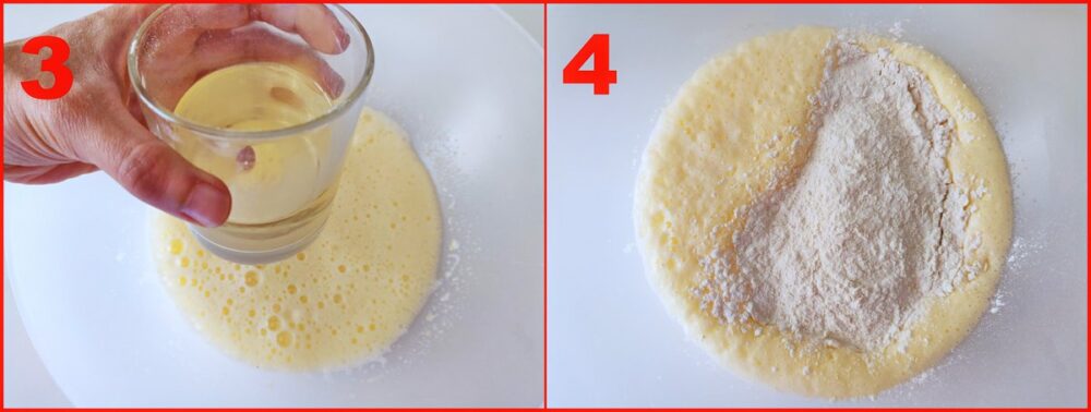 secondo procedimento della ciambella salata al prosciutto e formaggio